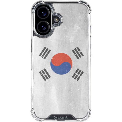 South Korean Flag Distressed iPhone 16 Clear Case